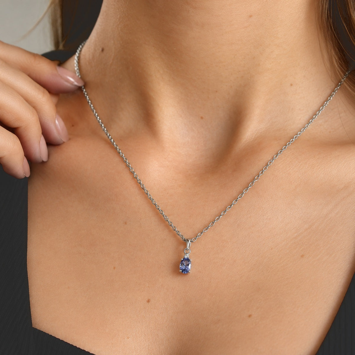 Live from Tanzania - Tanzanite &amp; White Zircon Pendant in Rhodium Overlay Sterling Silver with Chain (Size 20) 4582053 1
