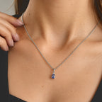 D'Joy - Tanzanite & White Zircon Pendant in Rhodium Overlay Sterling Silver with Chain (Size 20)_4582053_1