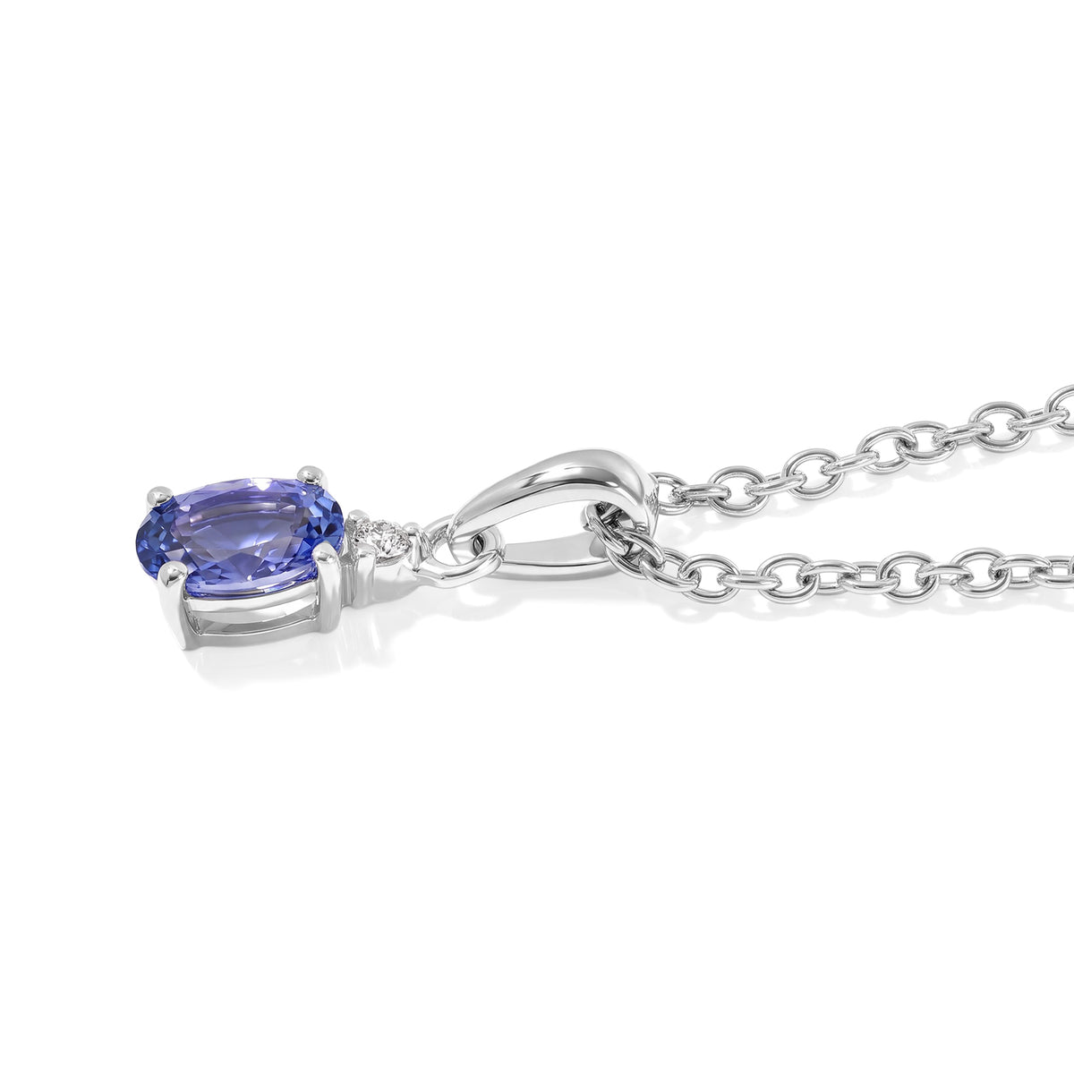 Live from Tanzania - Tanzanite &amp; White Zircon Pendant in Rhodium Overlay Sterling Silver with Chain (Size 20) 4582053 3