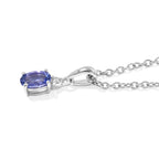 D'Joy - Tanzanite & White Zircon Pendant in Rhodium Overlay Sterling Silver with Chain (Size 20)_4582053_3