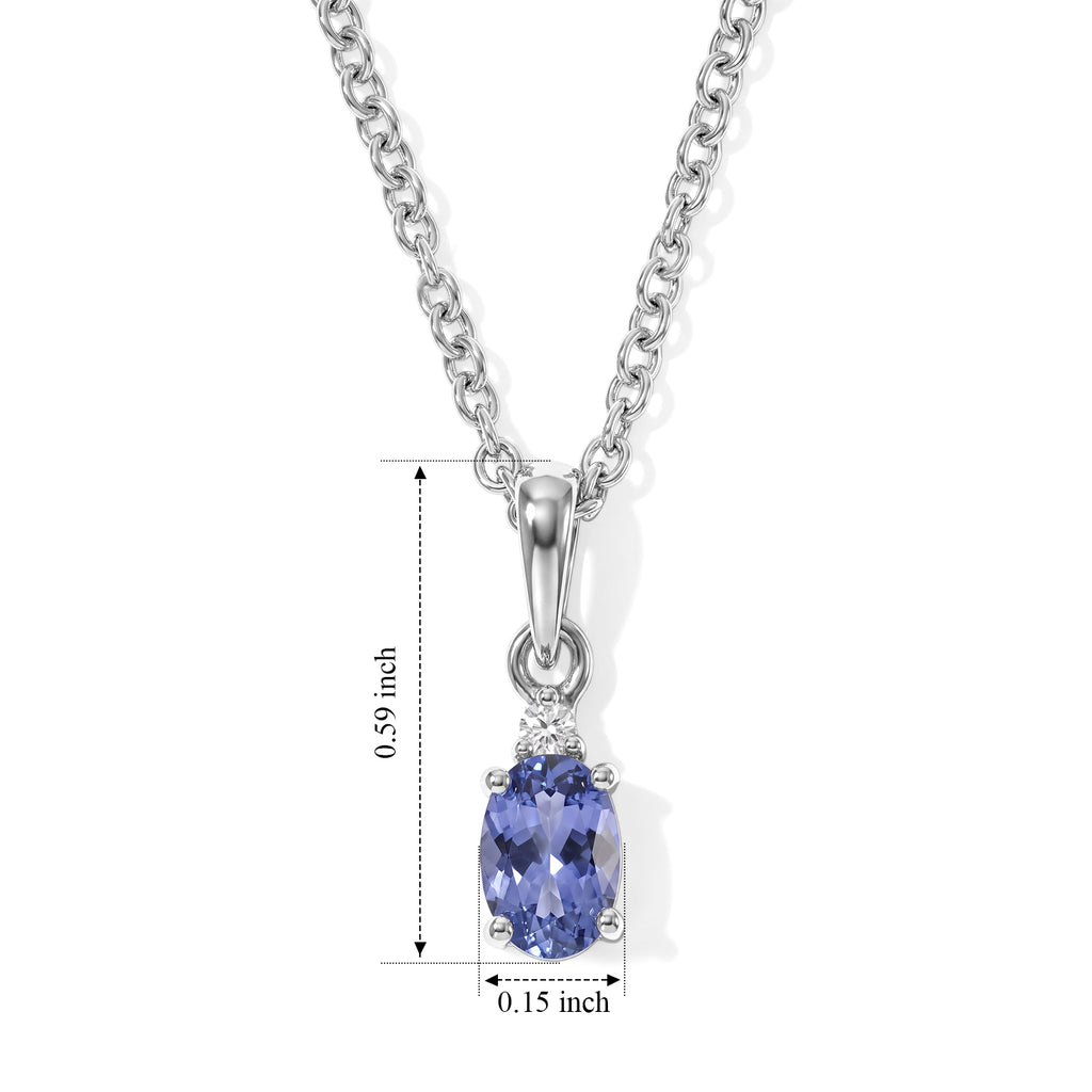 D'Joy - Tanzanite & White Zircon Pendant in Rhodium Overlay Sterling Silver with Chain (Size 20)_4582053_5