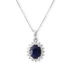 Diffused Blue Sapphire,  Lab Grown Diamond Pendant with Chain (Size 20) in Rhodium Overlay Sterling Silver 0.67 ct  3.520  Ct._4582080