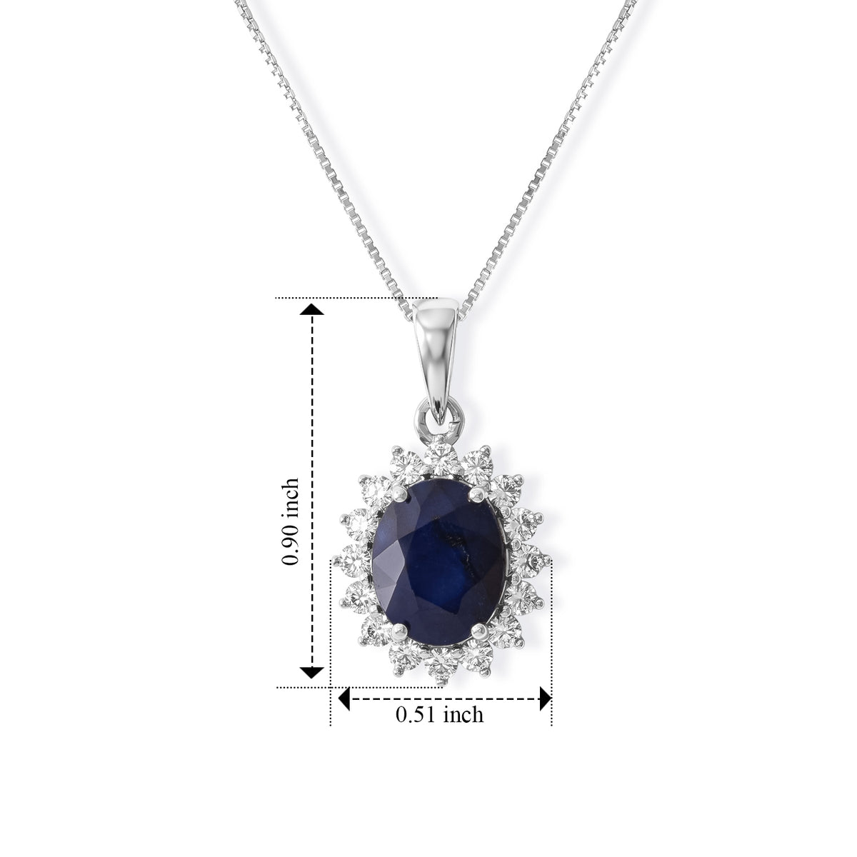 Luxuriant - Diffused Blue Sapphire &amp; Lab Grown Diamond Halo Pendant with Chain (Size 20) in Rhodium Overlay Sterling Silver 3.50  Ct. 4582080 5