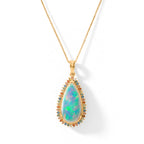 Ethiopian Opal,  Lab Grown Red Diamond,  Lab Grown Yellow Diamond,  Lab Grown Green Diamond,  Lab Grown Blue Diamond Pendant with Chain (Size 20) in 18K YG Vermeil Sterling Silver 0.37 ct  5.640  Ct._4582361