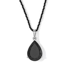 D'Joy - Black Spinel Pendant in Rhodium Overlay Sterling Silver with Beads Chain (Size 20) 32.40 Ct._4582425