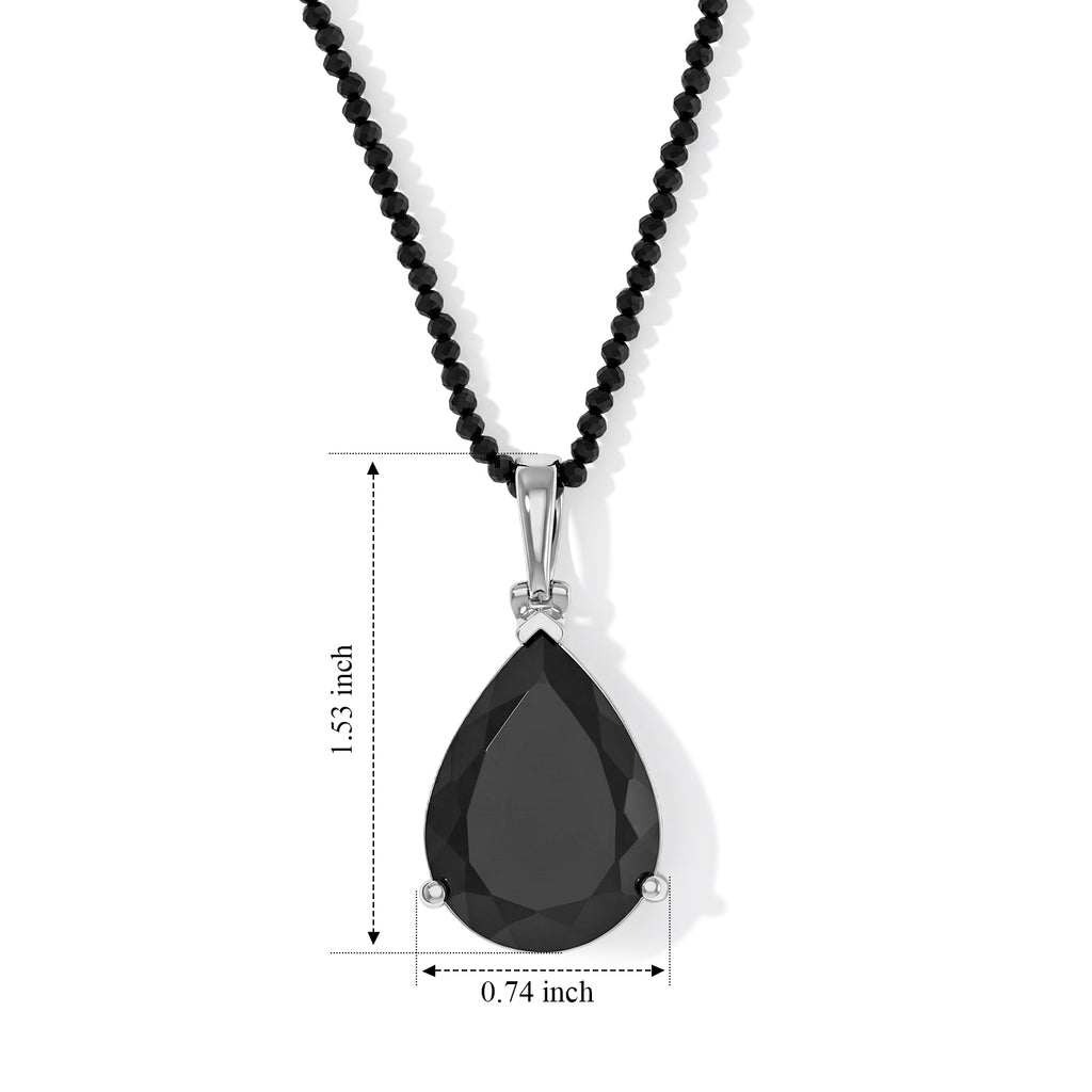 D'Joy - Black Spinel Pendant in Rhodium Overlay Sterling Silver with Beads Chain (Size 20) 32.40 Ct._4582425_7