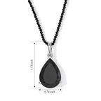 D'Joy - Black Spinel Pendant in Rhodium Overlay Sterling Silver with Beads Chain (Size 20) 32.40 Ct._4582425_7