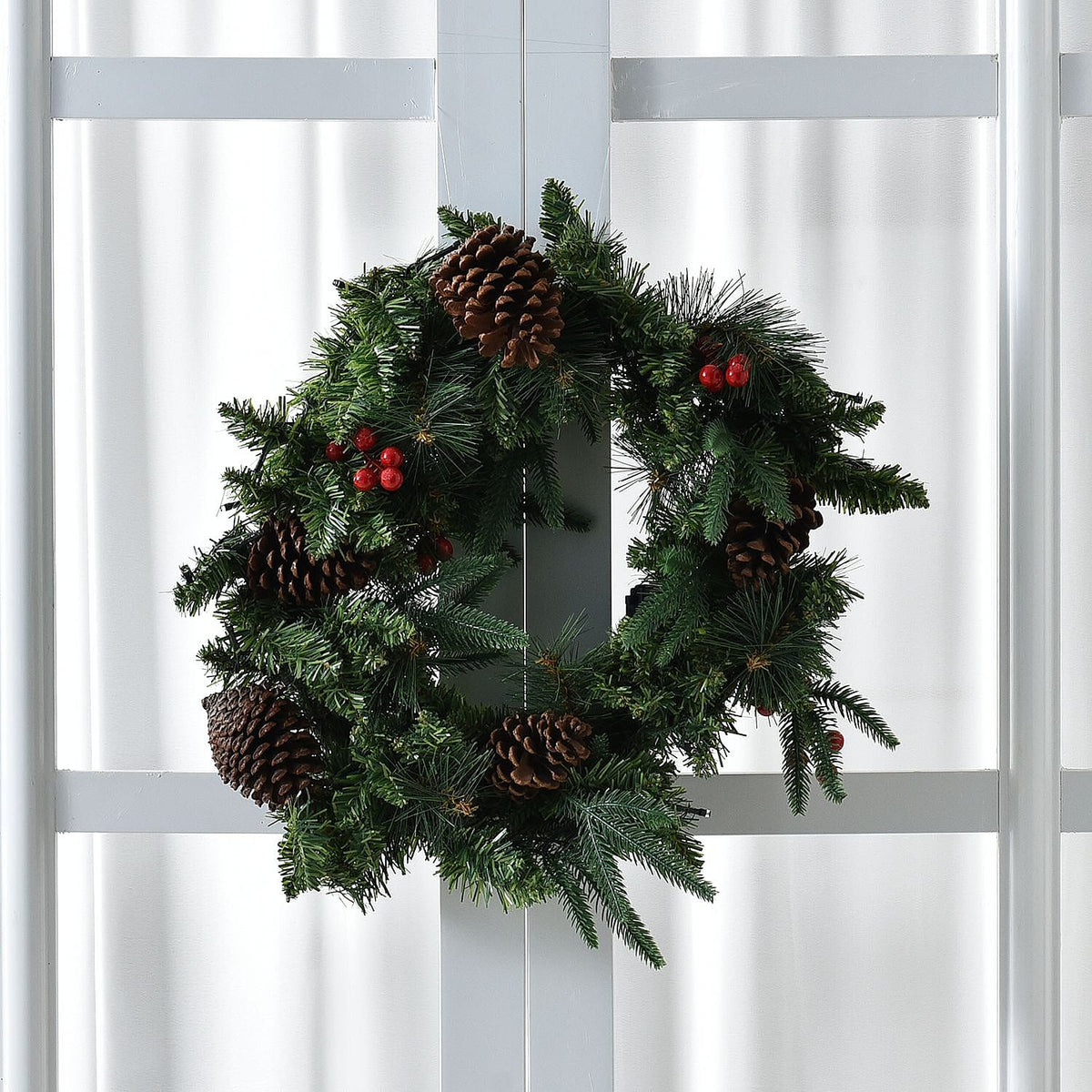45cm Christmas Wreath with 30 LED String Lights  - Pine Cone 8949582 2