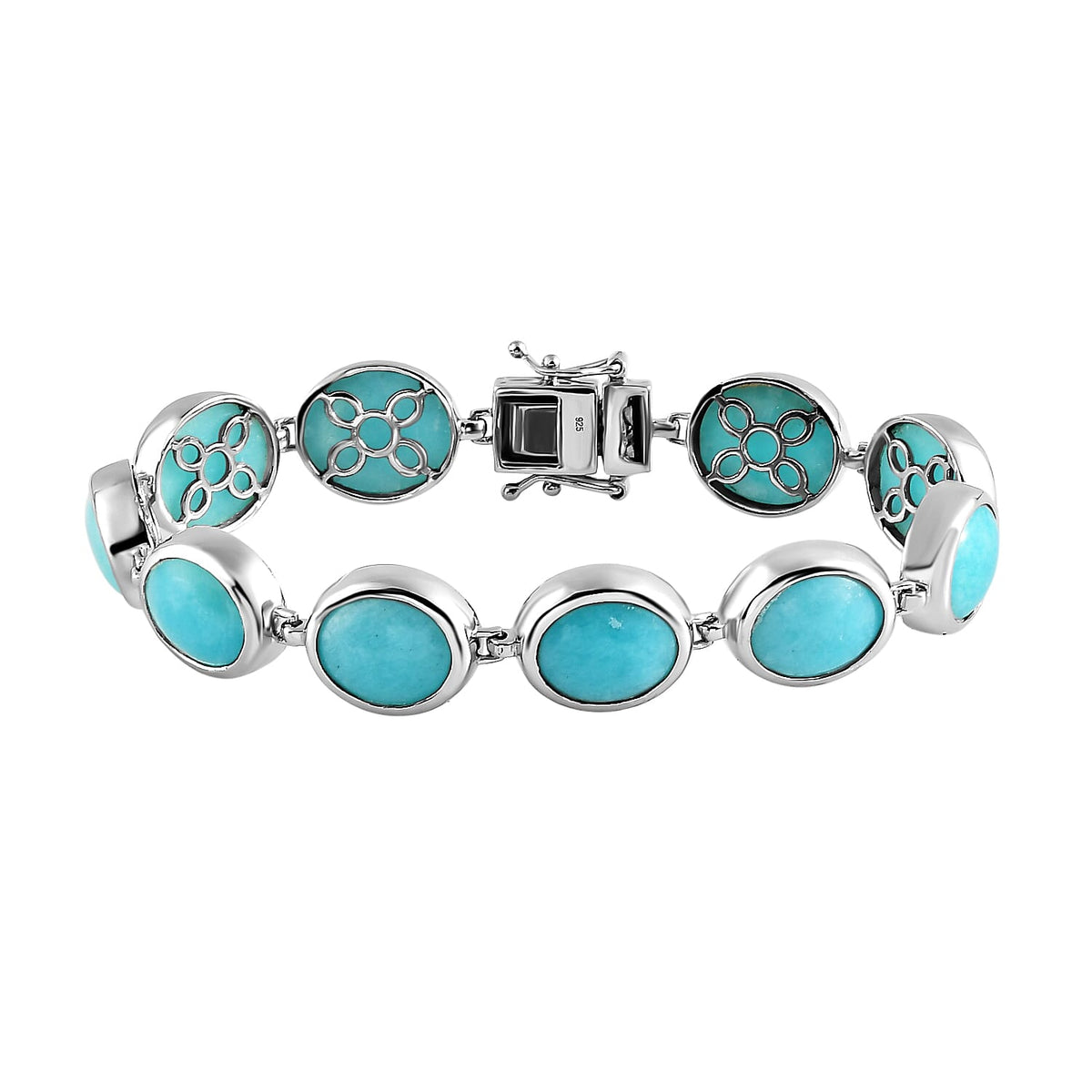 46.18 Ct. Peruvian Amazonite Bracelet Platinum Plated in Sterling Silver 8835217 0