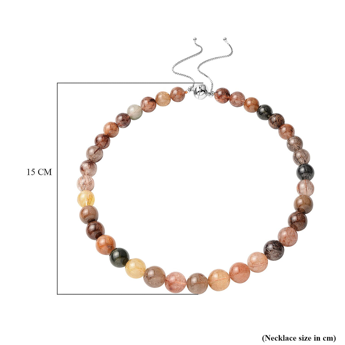 492.30 Ct. Adjustable Multi Rutilated Quartz Necklace Size 23 in Rhodium Plated Sterling Silver 3840690 5