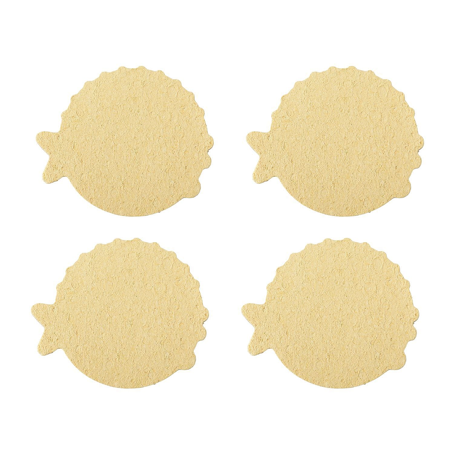 Biodegradable 8 Piece Set - 4 Pack of Fish Dispongeables &amp; 4 Circular Discrubbables - Yellow &amp; White 8960579 11
