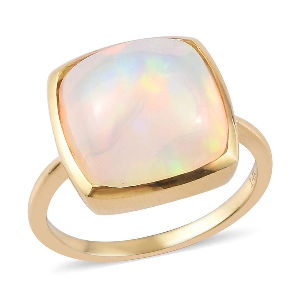 14K Yellow Gold Ethiopian Welo Opal Ring 4.32 Ct.