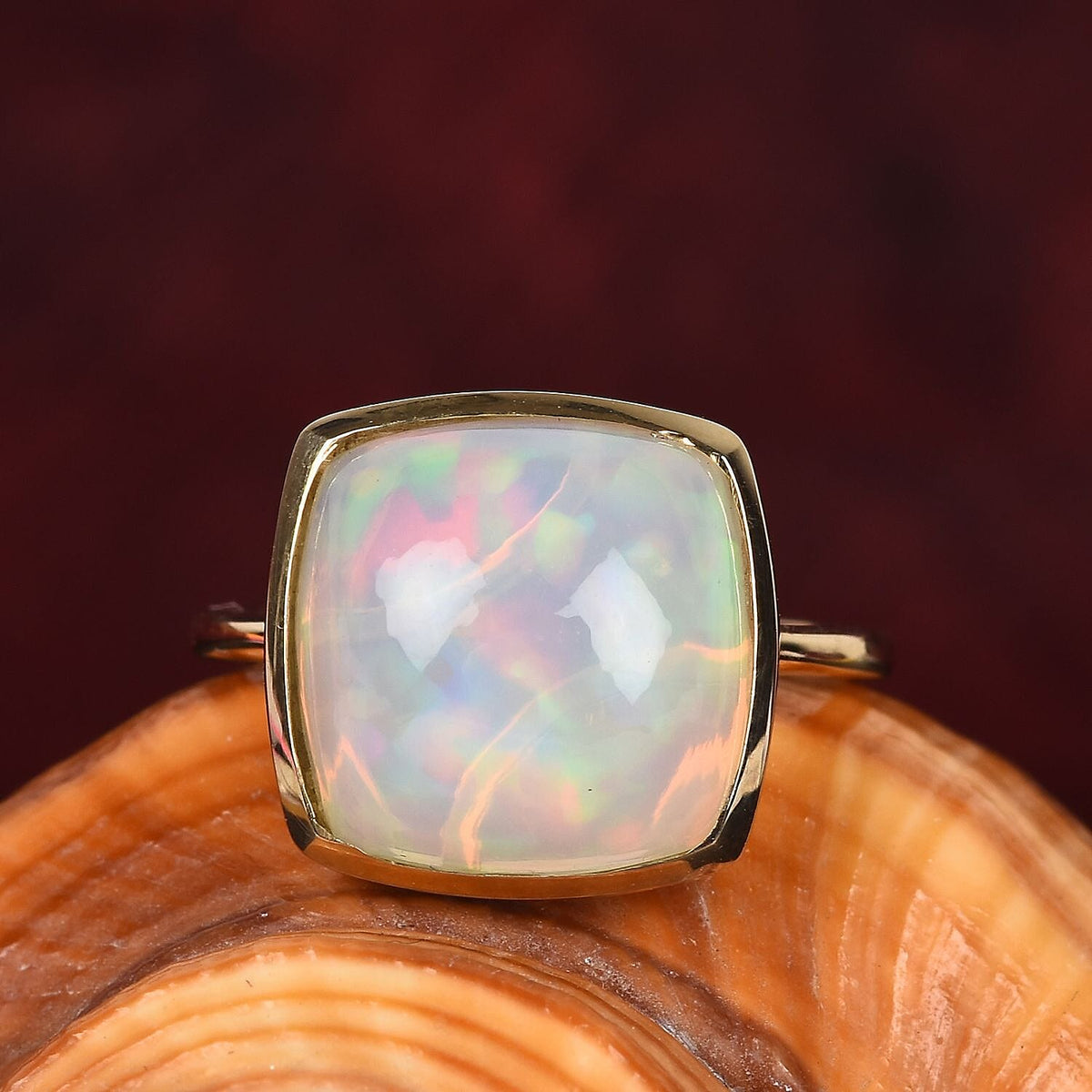 5 Ct AAA Ethiopian Welo Opal Solitaire Ring in 14K Yellow Gold 3621835 2