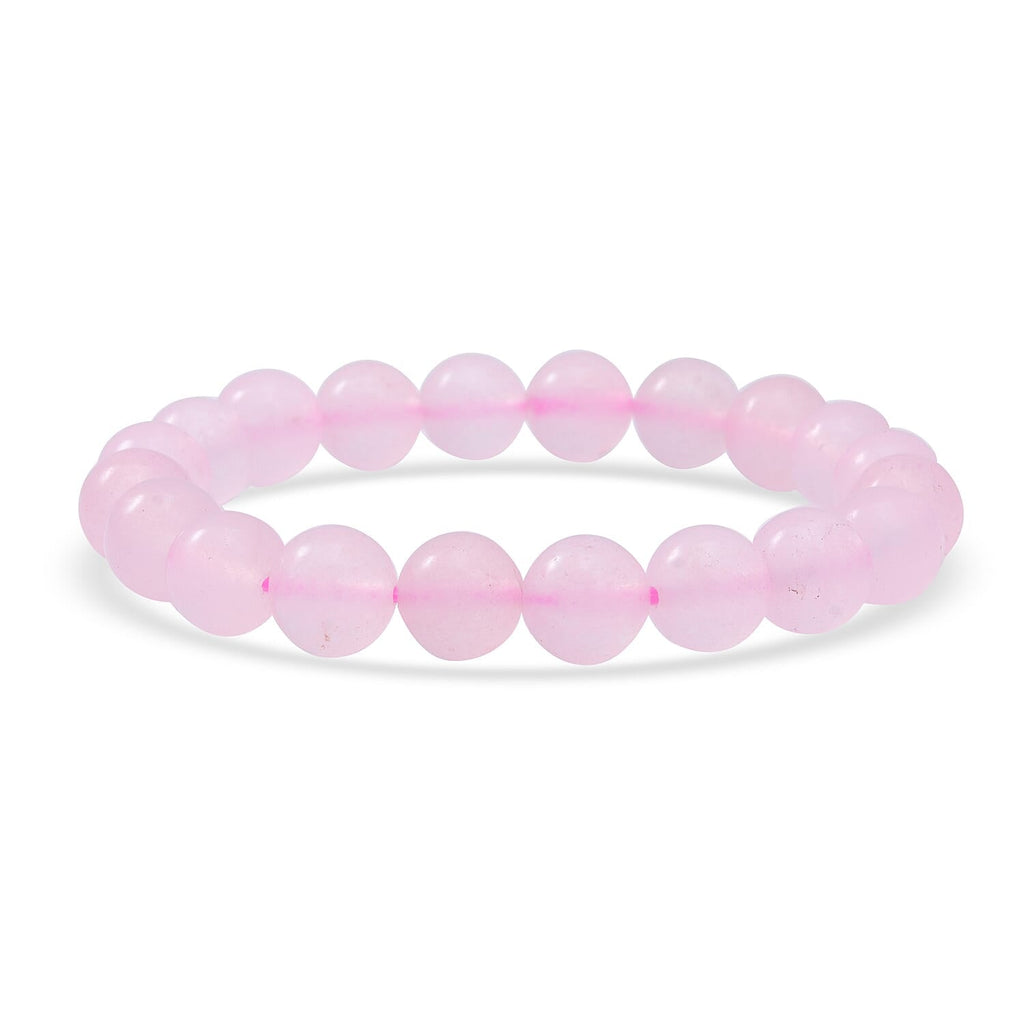 Rose Quartz Beads Bracelet (Size - 7.5) in Sterling Silver