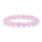 Rose Quartz Beads Bracelet (Size - 7.5) in Sterling Silver