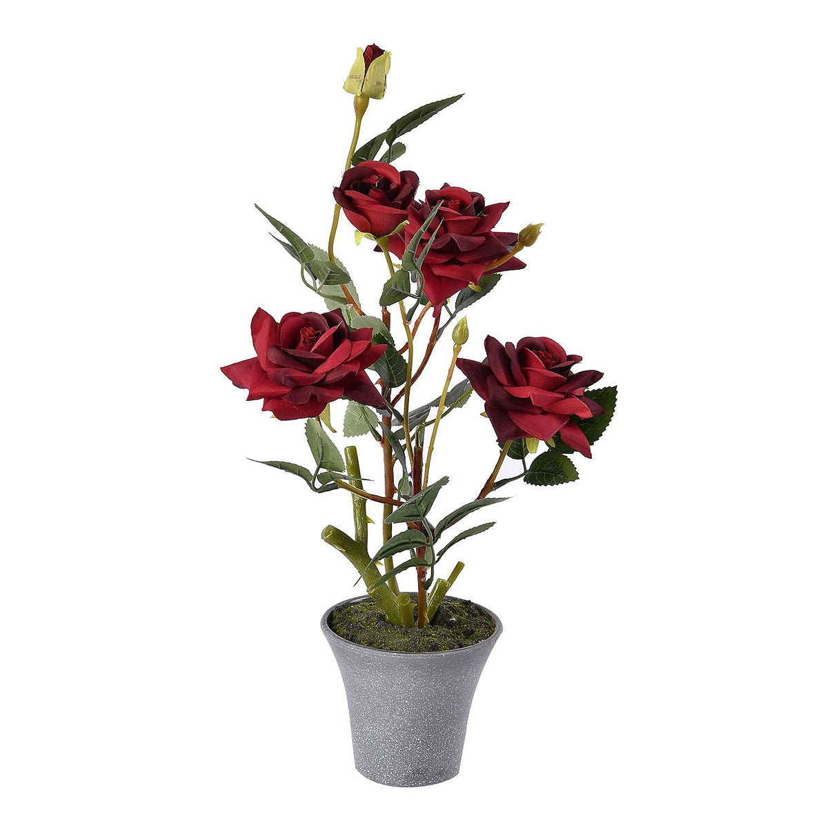 5 Head Rose Flower Foliage (Size 44x11x11 cm) - Red 7320095 0