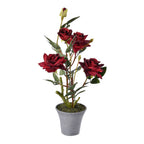 5 Head Rose Flower Foliage (Size 44x11x11 cm) - Red