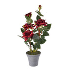 5 Head Rose Flower Foliage (Size 44x11x11 cm) - Red
