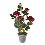 5 Head Rose Flower Foliage (Size 44x11x11 cm) - Red