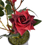 5 Head Rose Flower Foliage (Size 44x11x11 cm) - Red