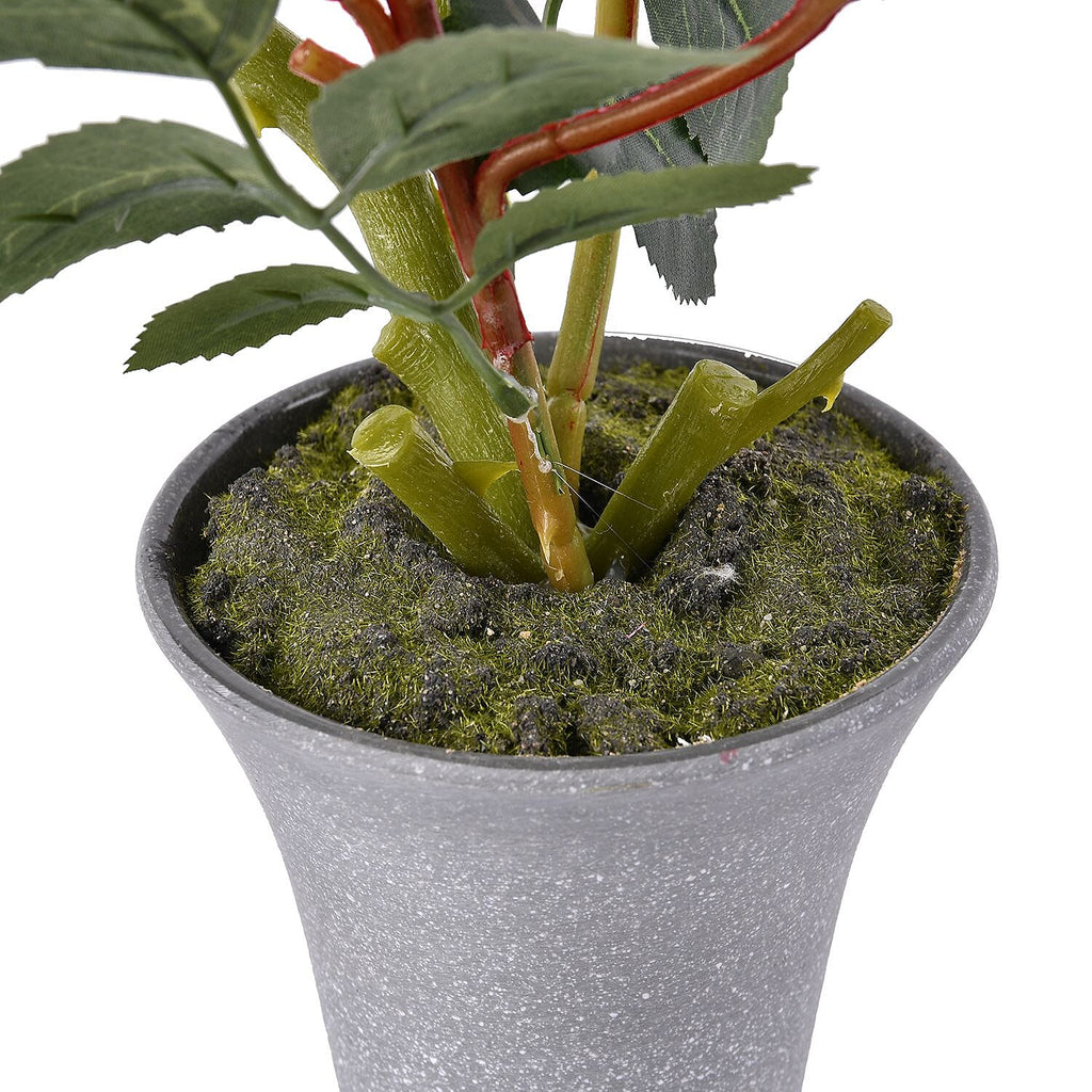 5 Head Rose Flower Foliage (Size 44x11x11 cm) - Red