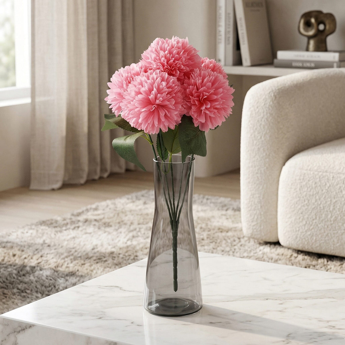 5-Heads Artificial Flower Bouquet (43cm) - Pink 8377554 2