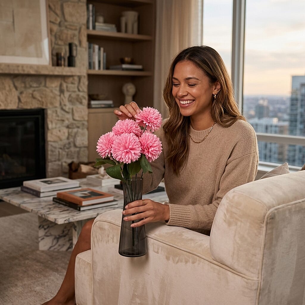 5-Heads Artificial Flower Bouquet (43cm) - Pink 8377554 3