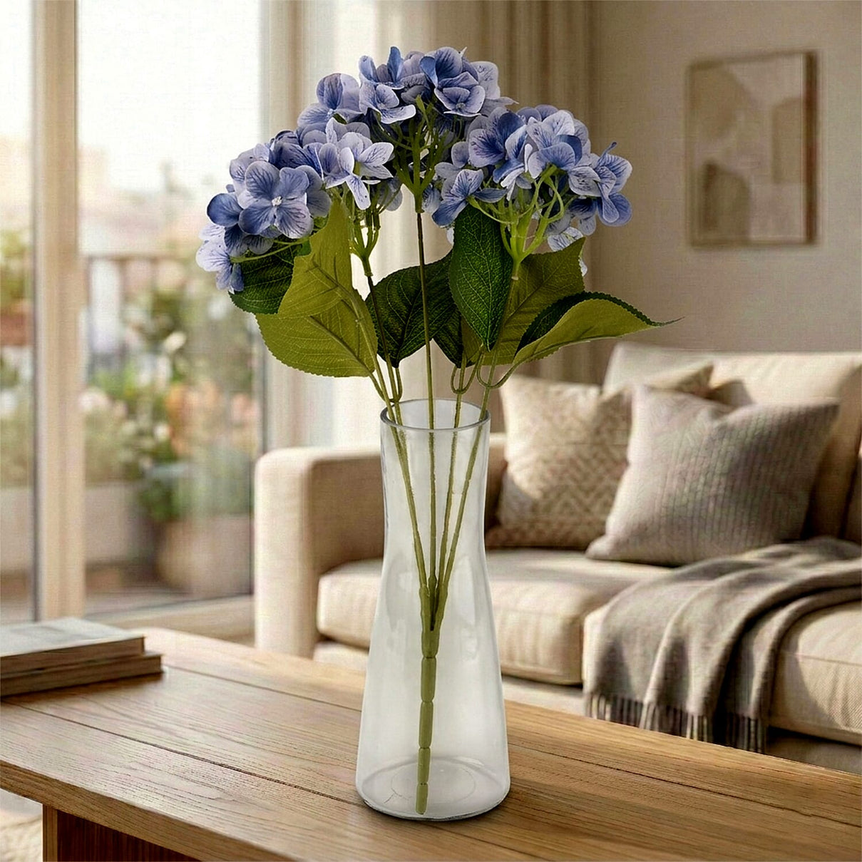 5-Heads Artificial Flower Bush (43cm) - Blue 8413450 2