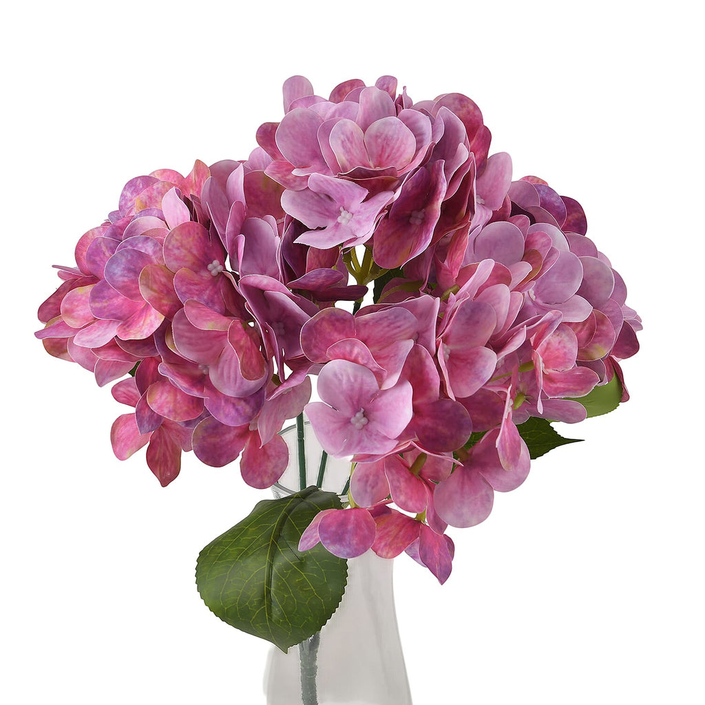 5-Heads Artificial Flower Bush (43cm) - Pink