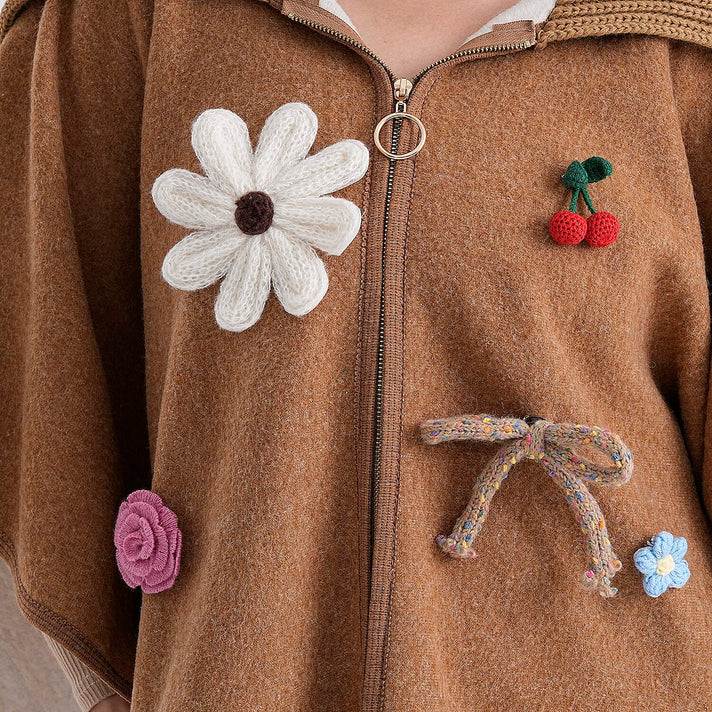 5-Piece Hand-Knitted Crochet Brooches (One Size) - Beige 8205118 2