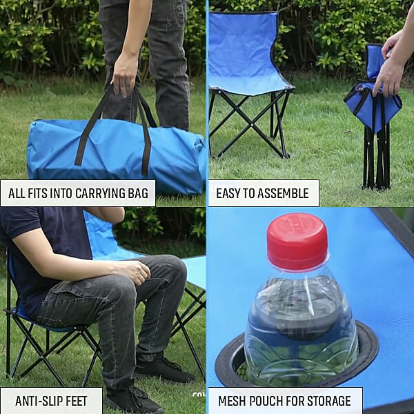 5 Piece Set - Camping Table and Four Chairs - Blue 6127037 3