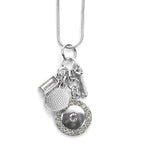 5 Piece Set - White Austrian Crystal and Simulated Diamond Stud Earrings (3 Pcs), Stretchable Bracelet with Charms (Size 7.5) and Pendant with Chain
