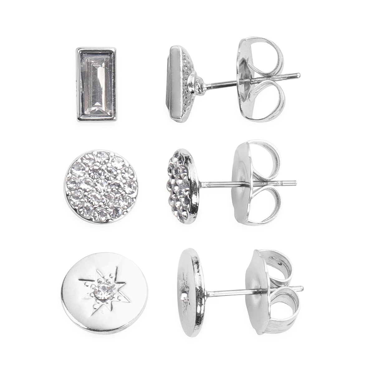 5 Piece Set Crystal Studded Including Earrings Bracelet and Pendant with Chain in Silver tone 4030705 3