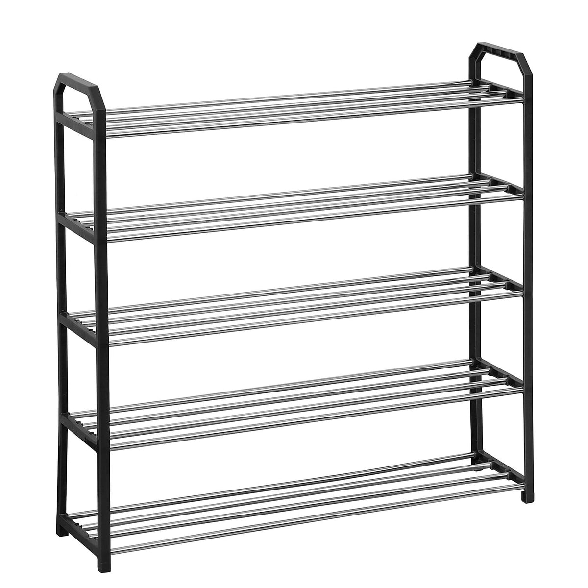 5 Shelf Shoes Medium Storage Rack - Black &amp; Silver - Polished 8057178 0