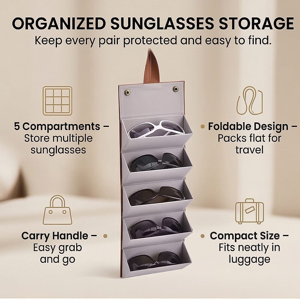 5 Slot Multipurpose Foldable Travel Organiser with Handle (Size 17x13x12 cm) - Brown V32531035 2