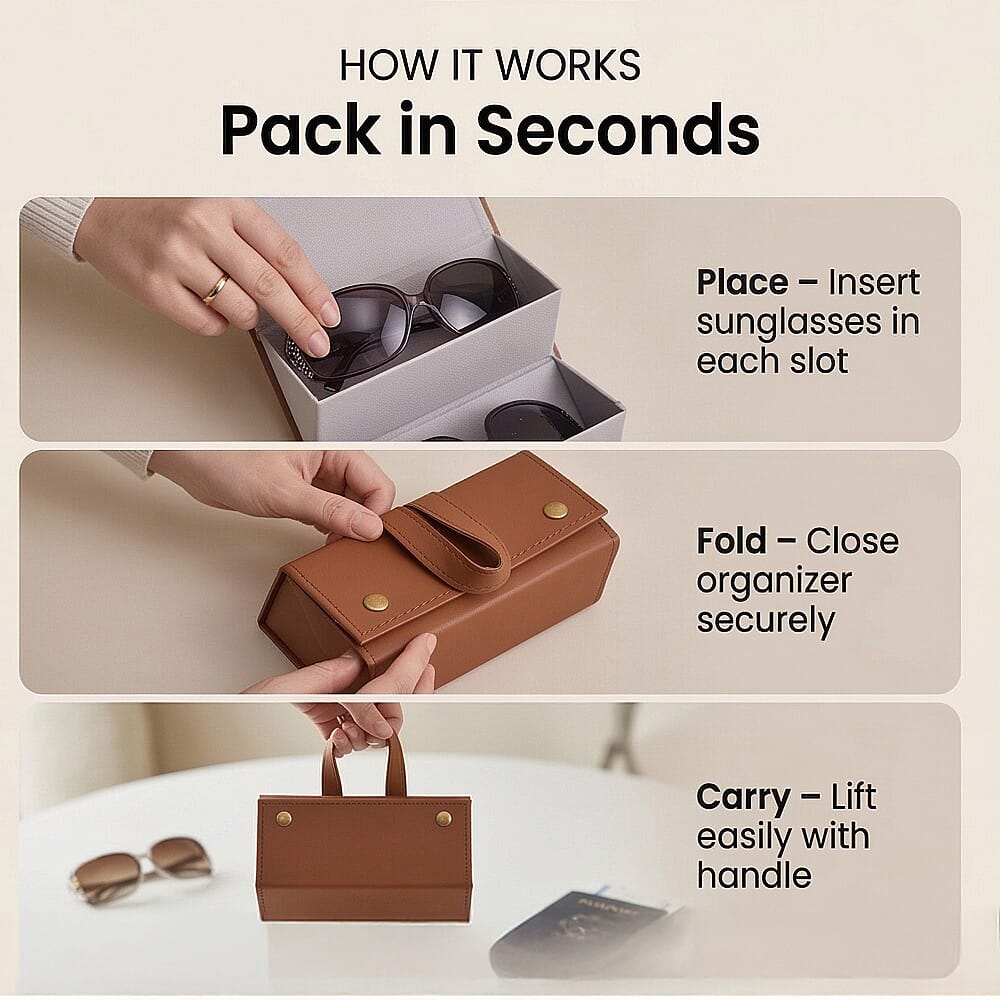 5 Slot Multipurpose Foldable Travel Organiser with Handle (Size 17x13x12 cm) - Brown V32531035 5