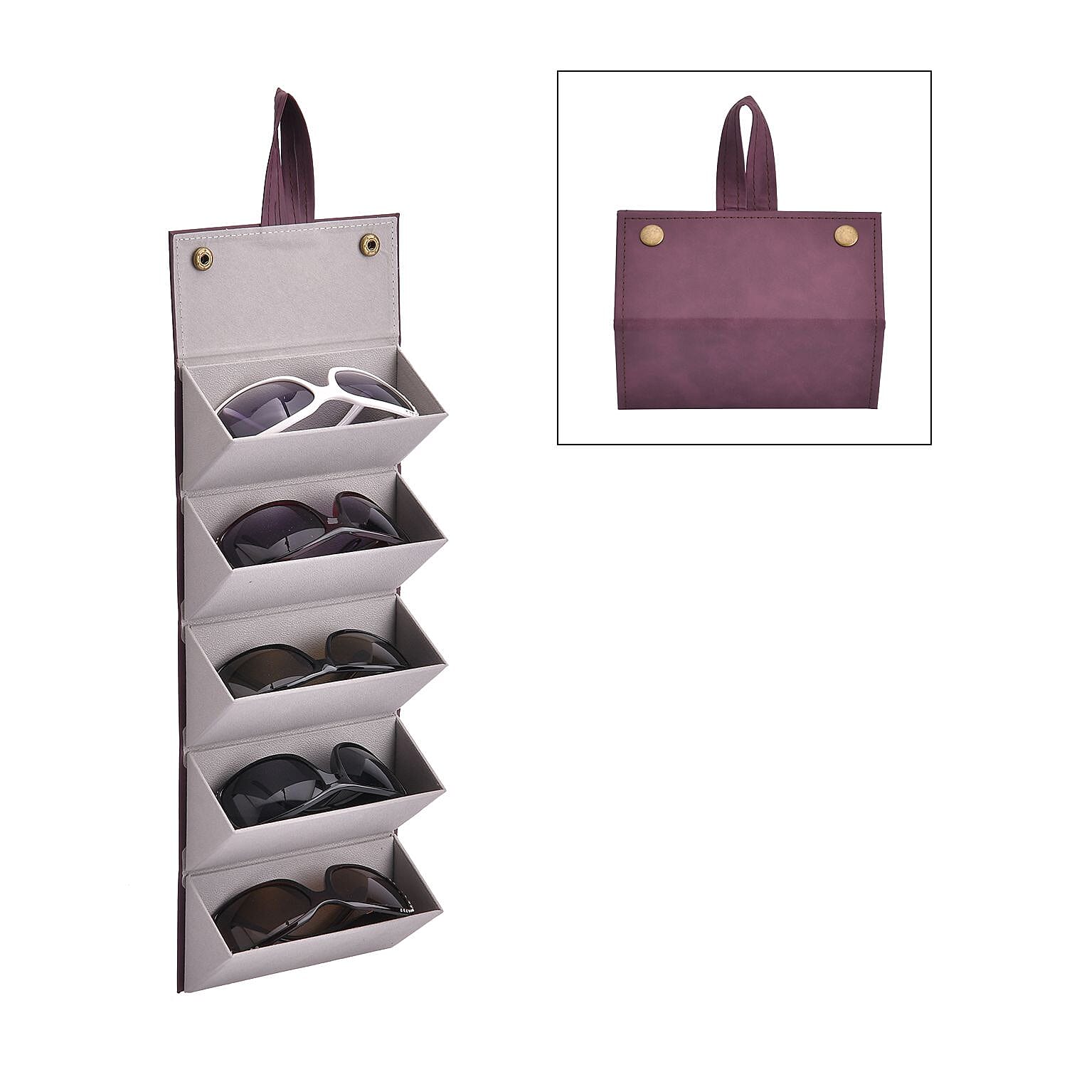 5 Slot Multipurpose Foldable Travel Organiser with Handle (Size 17x13x12 cm) - Maroon 7491111 0