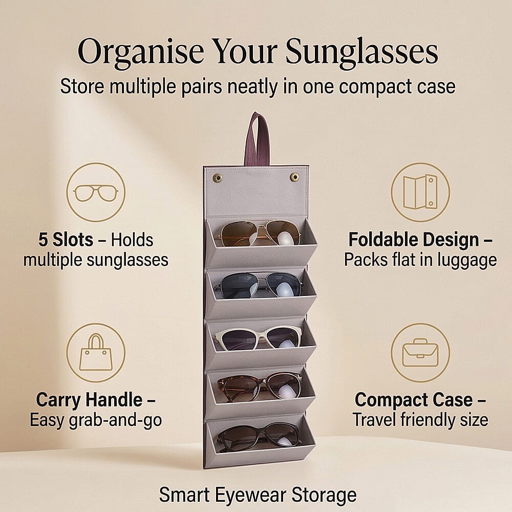 5 Slot Multipurpose Foldable Travel Organiser with Handle (Size 17x13x12 cm) - Maroon 7491111 2