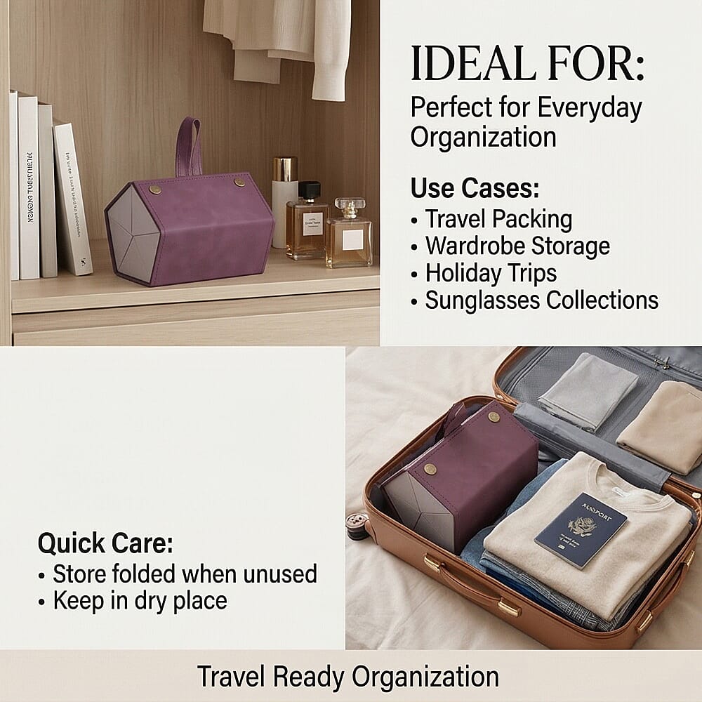 5 Slot Multipurpose Foldable Travel Organiser with Handle (Size 17x13x12 cm) - Maroon 7491111 4