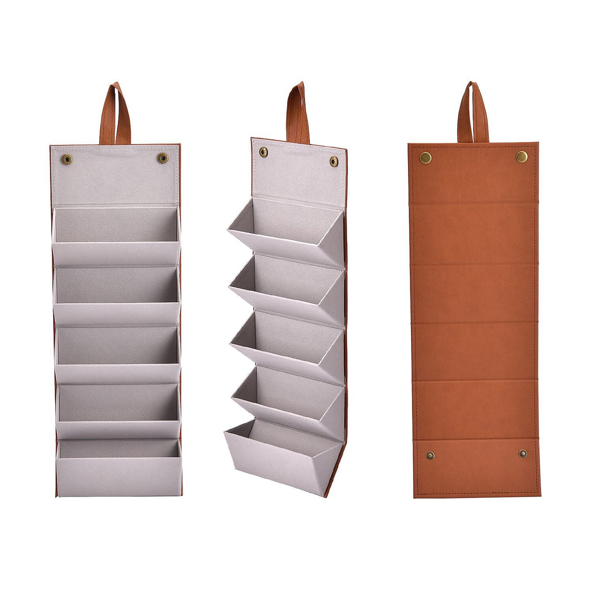 5 Slot Multipurpose Foldable Travel Organiser with Handle (Size 17x13x12 cm) - Brown V32531035 6