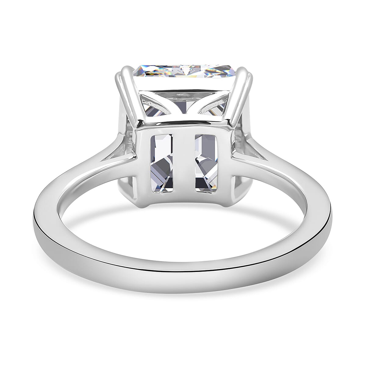 5 carat Moissanite Asscher Cut Solitaire Engagement Ring in Rhodium Overlay Sterling Silver 3890613 5