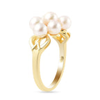 Japanese Akoya Pearl and Natural Cambodian Zircon Ring in Yellow Gold Overlay Sterling Silver