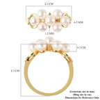 Japanese Akoya Pearl and Natural Cambodian Zircon Ring in Yellow Gold Overlay Sterling Silver