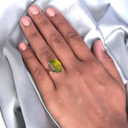 9K Yellow Gold AA Canadian Ammolite (OV16x12) Solitaire Ring 5.10 Ct