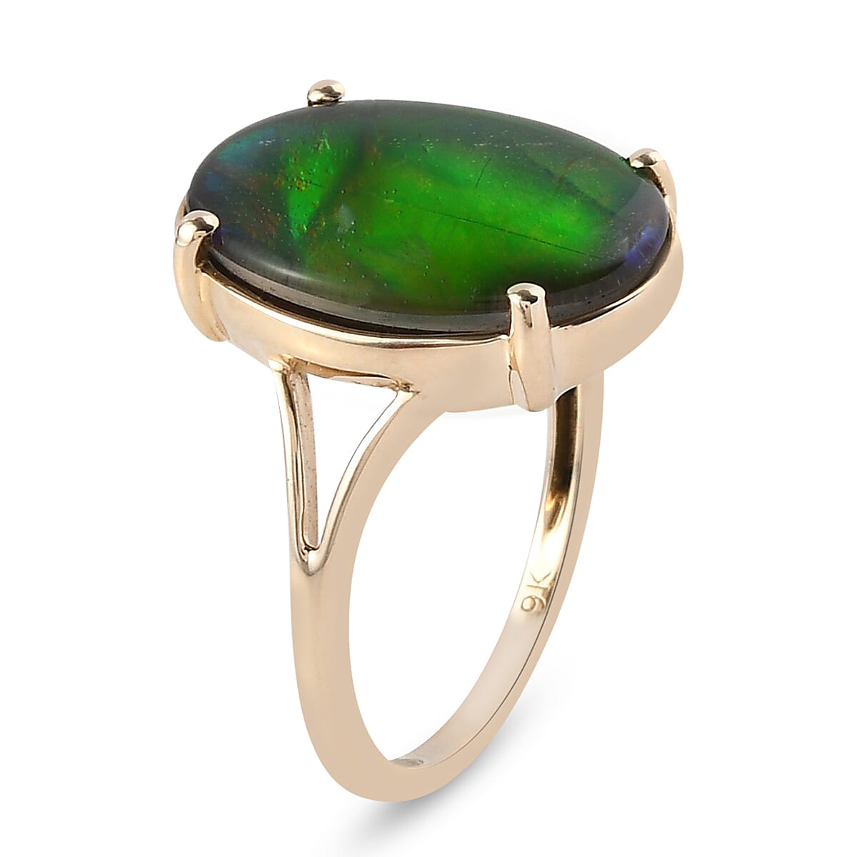 5.10 Ct. Ammolite Solitaire Ring in 9K Yellow Gold 3876208 4