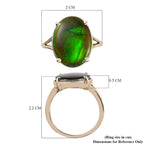 9K Yellow Gold AA Canadian Ammolite (OV16x12) Solitaire Ring 5.10 Ct