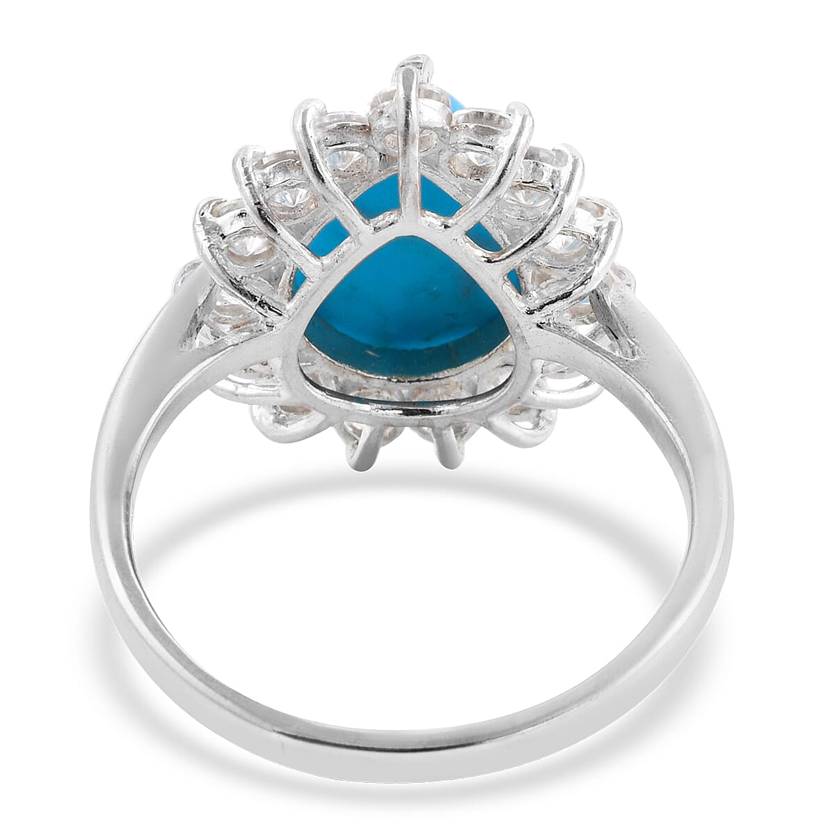 5.11 Carat Arizona Sleeping Beauty Turquoise and Cambodian Zircon Halo Ring in Sterling Silver Wt. 4.5 Gms 6512386 4