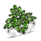 Chrome Diopside (Mrq) Cluster Ring in Platinum Overlay Sterling Silver 5.500 Ct.