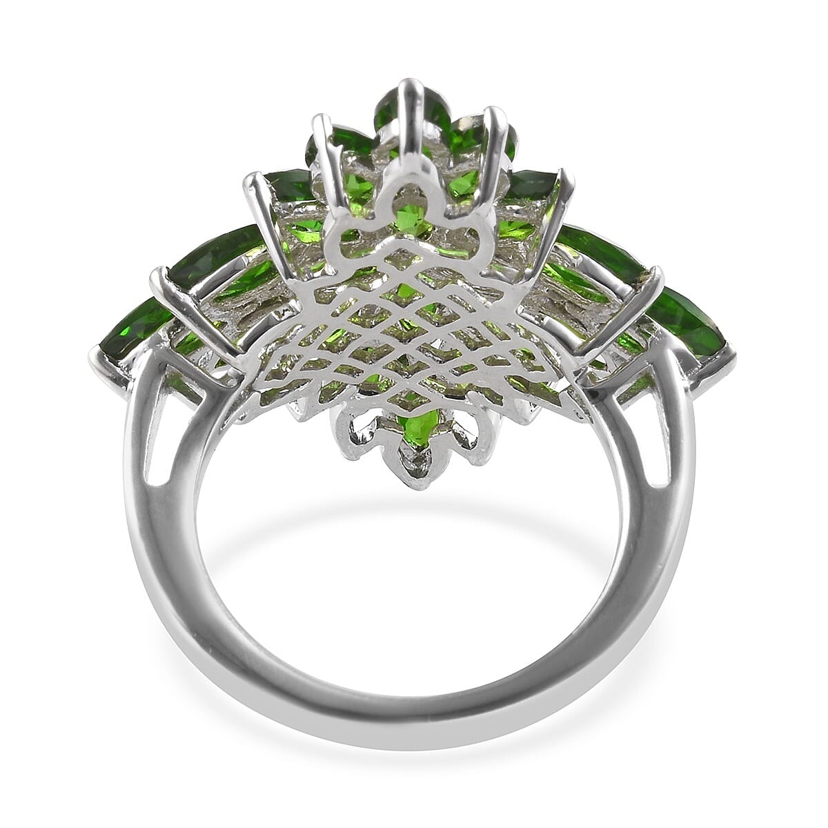 5.50 Ct  Diopside Cluster Floral Ring in Platinum Plated Sterling Silver 5 Grams 3431634 4
