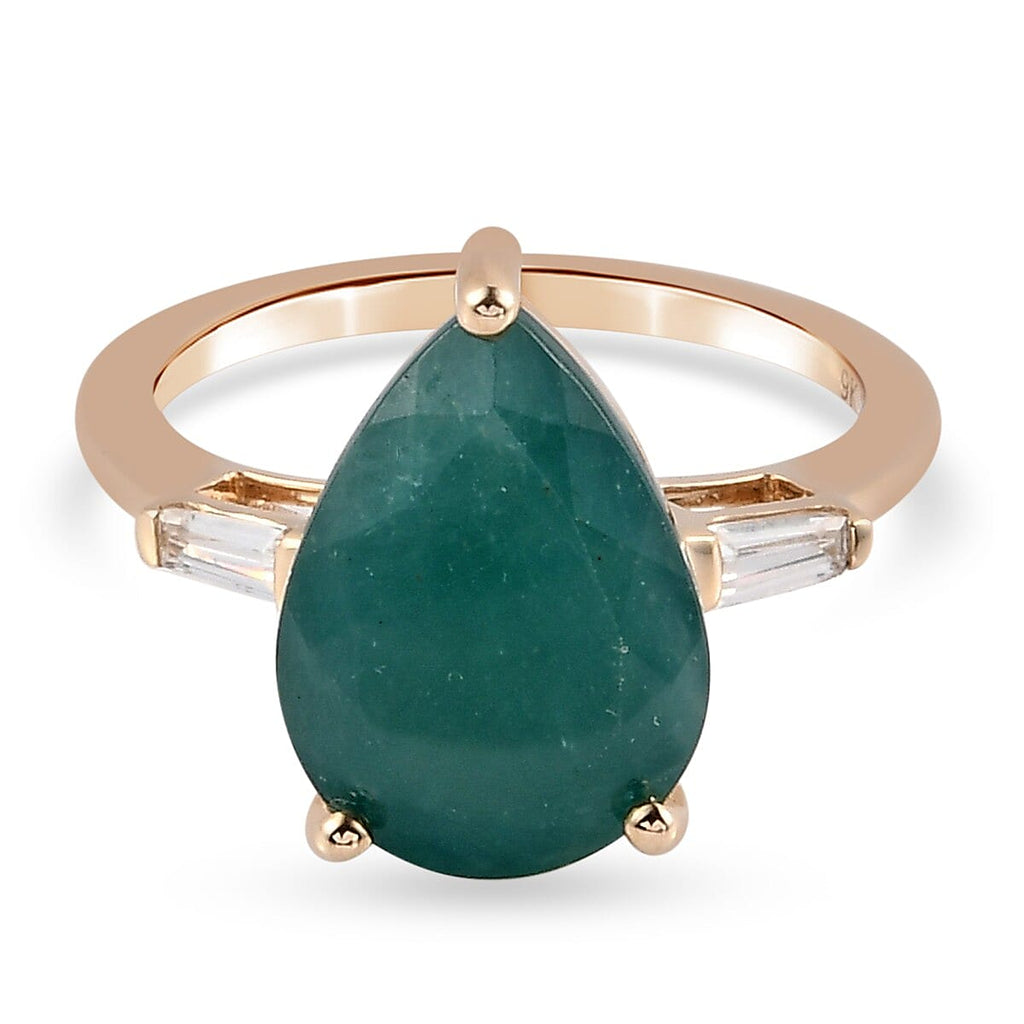 9K Yellow Gold Grandidierite and Natural Zircon Ring 5.51 Ct.
